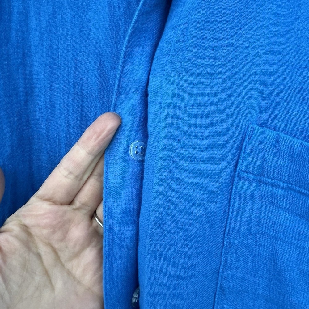 lane bryant dress 22/24 Gauze Colbalt Blue Button Up Blouse Shirt Top Relax Long - Picture 3 of 9